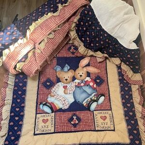Adorable Bear and Bunny Quilt Set for Crib